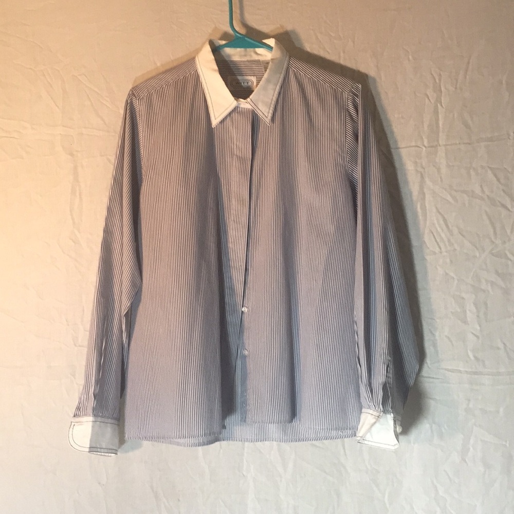 Women’s 12 Witt long sleeve navy stripe shirt